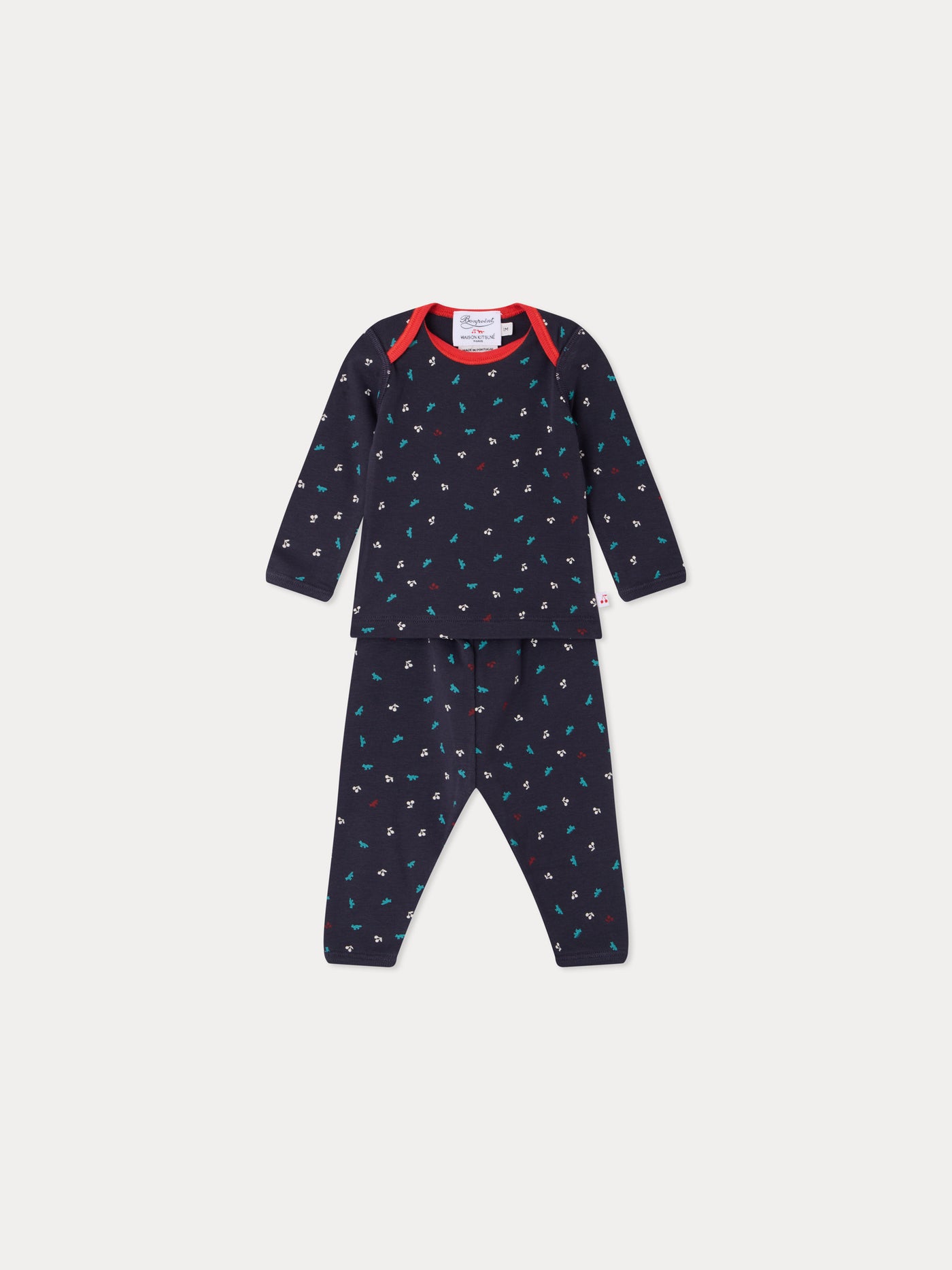 Bonpoint x Maison Kitsuné ensemble Timi imprimé cerises et renards en coton biologique