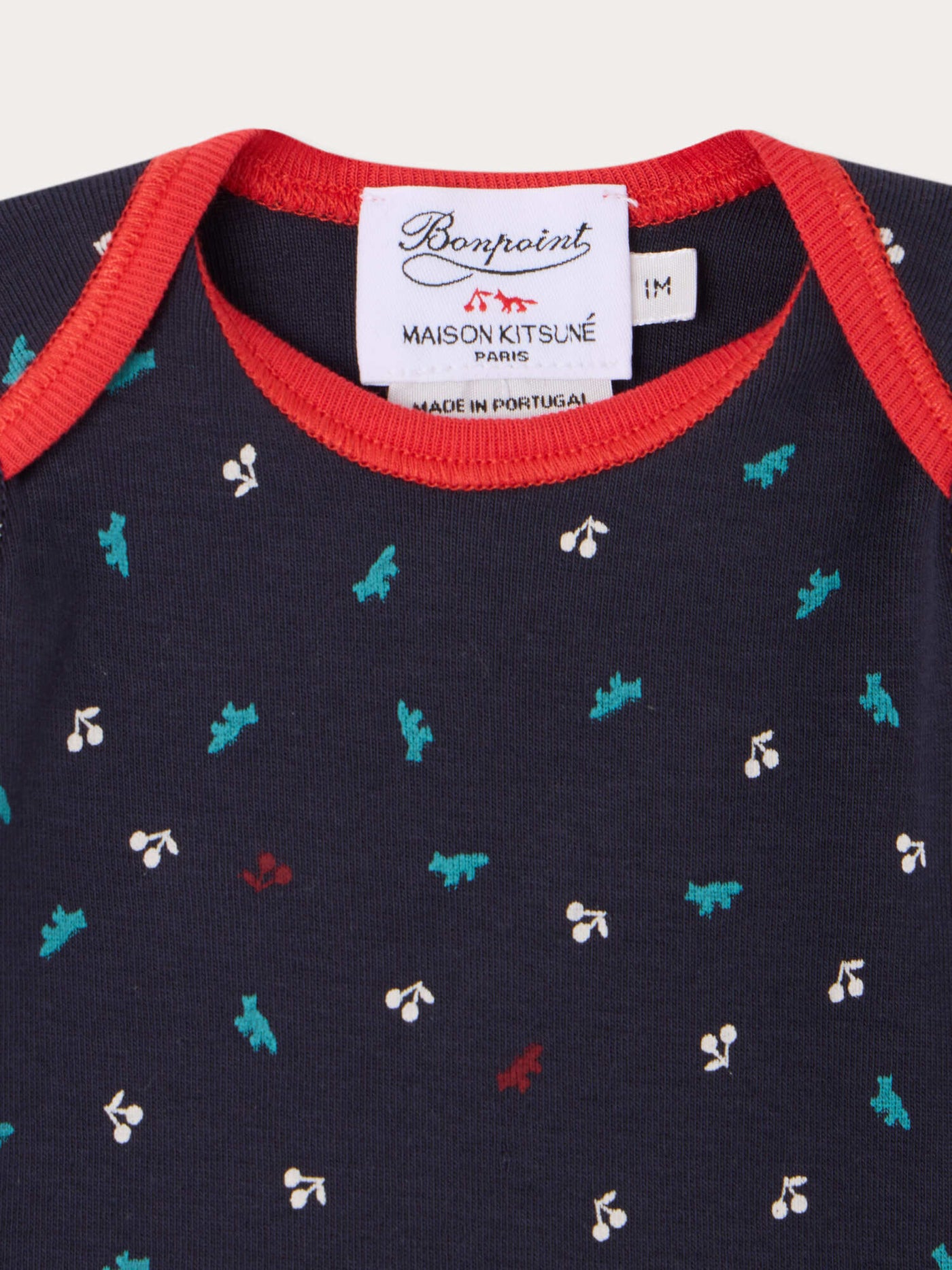 Bonpoint x Maison Kitsuné ensemble Timi imprimé cerises et renards en coton biologique
