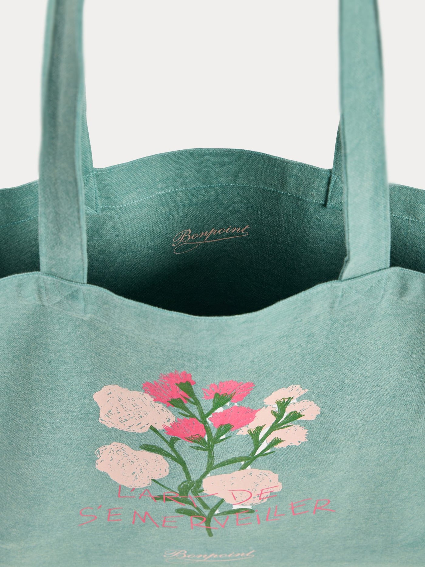 Borsa tote con la scritta "L'art de s'émerveiller"