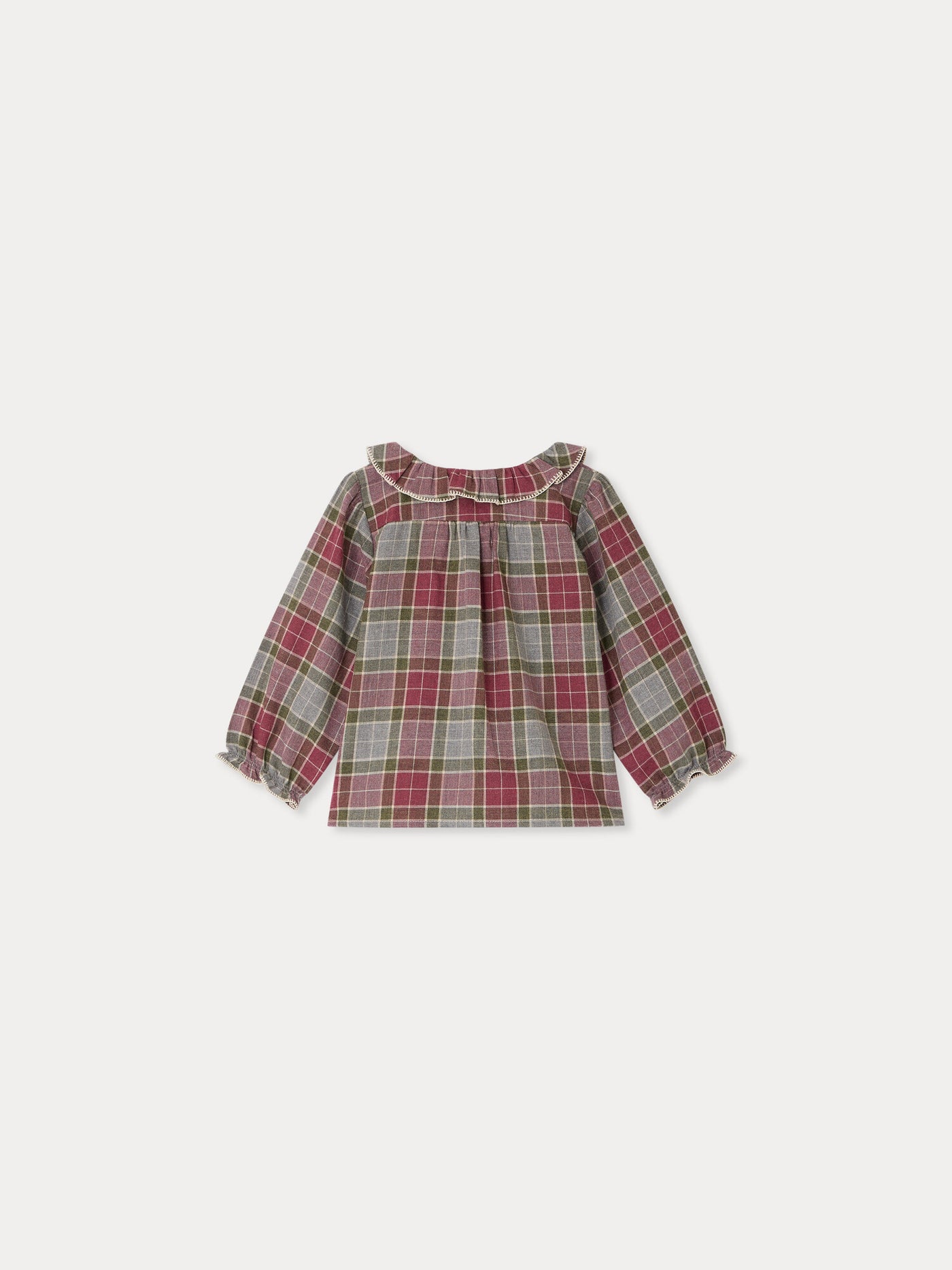 Blouse bébé Jojoba à col brodé main et carreaux multicolores