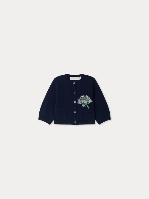 Bonpoint x MoMA Baby-Cardigan Mibou mit Intarsien-Blume