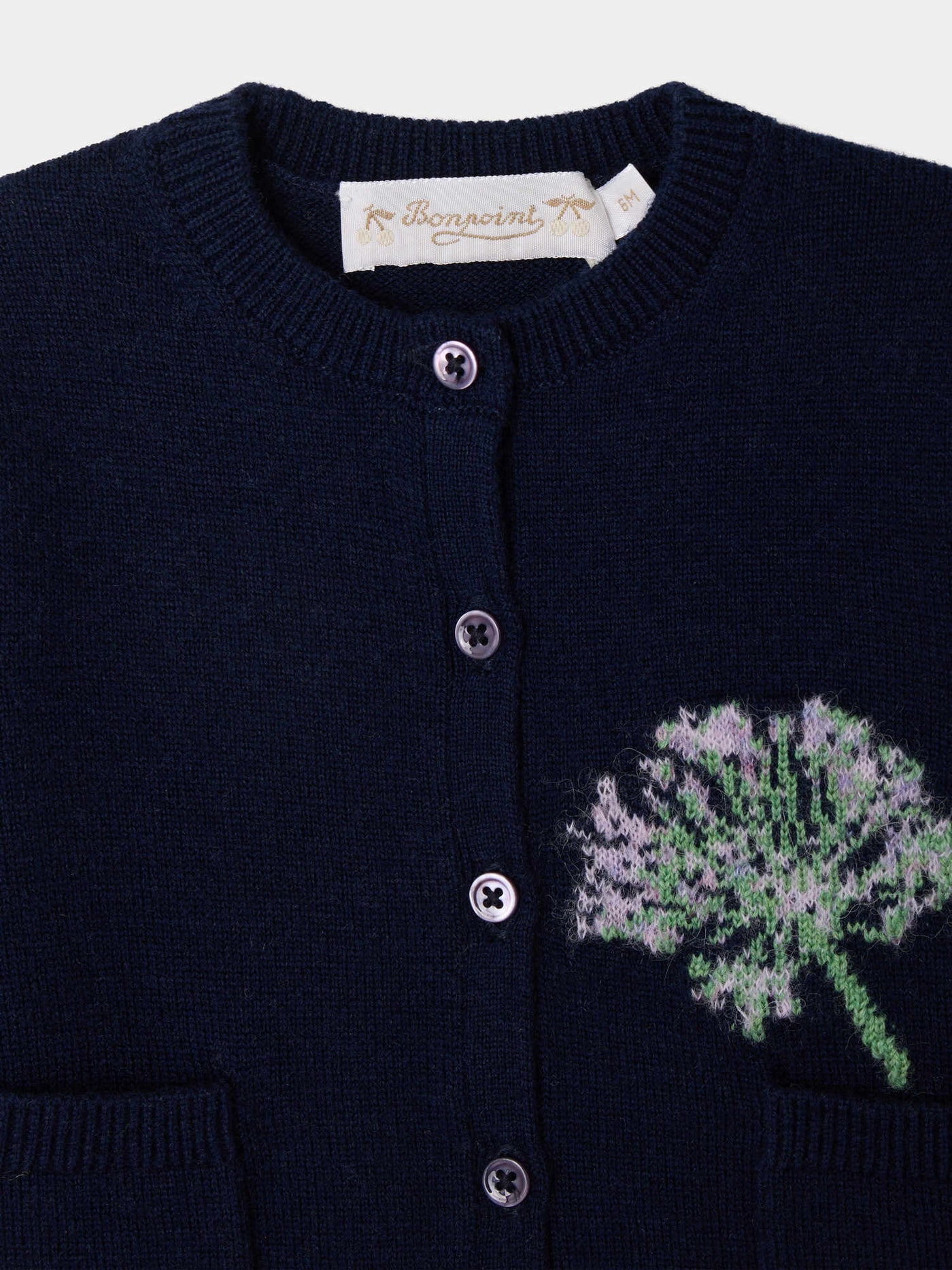 Bonpoint x MoMA cardigan bébé Mibou fleur en intarsia