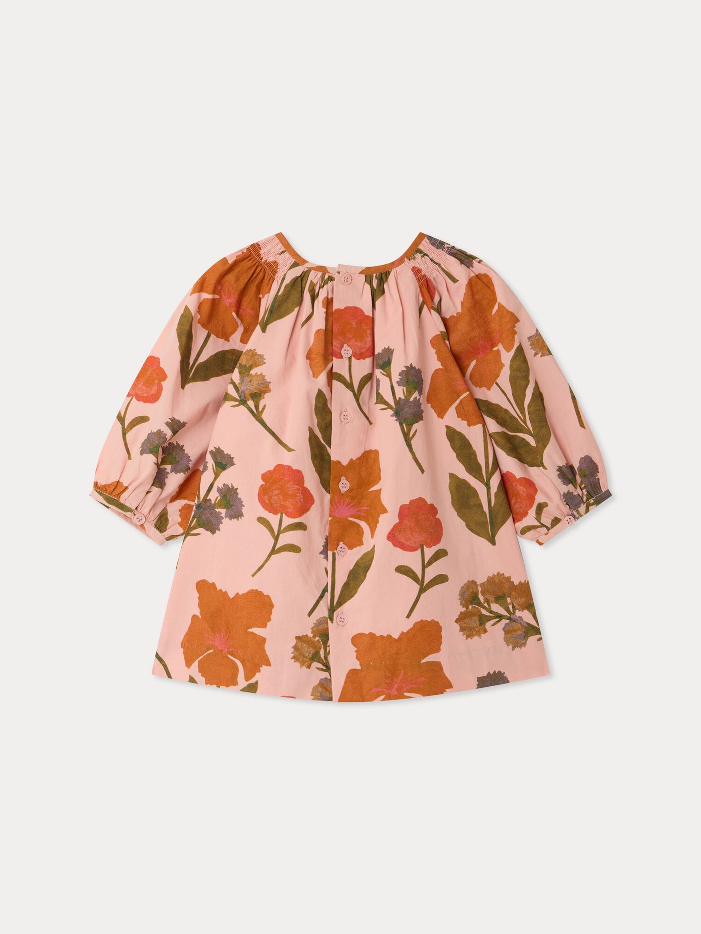 Robe bébé Muce smockée et imprimée fleurs en coton biologique