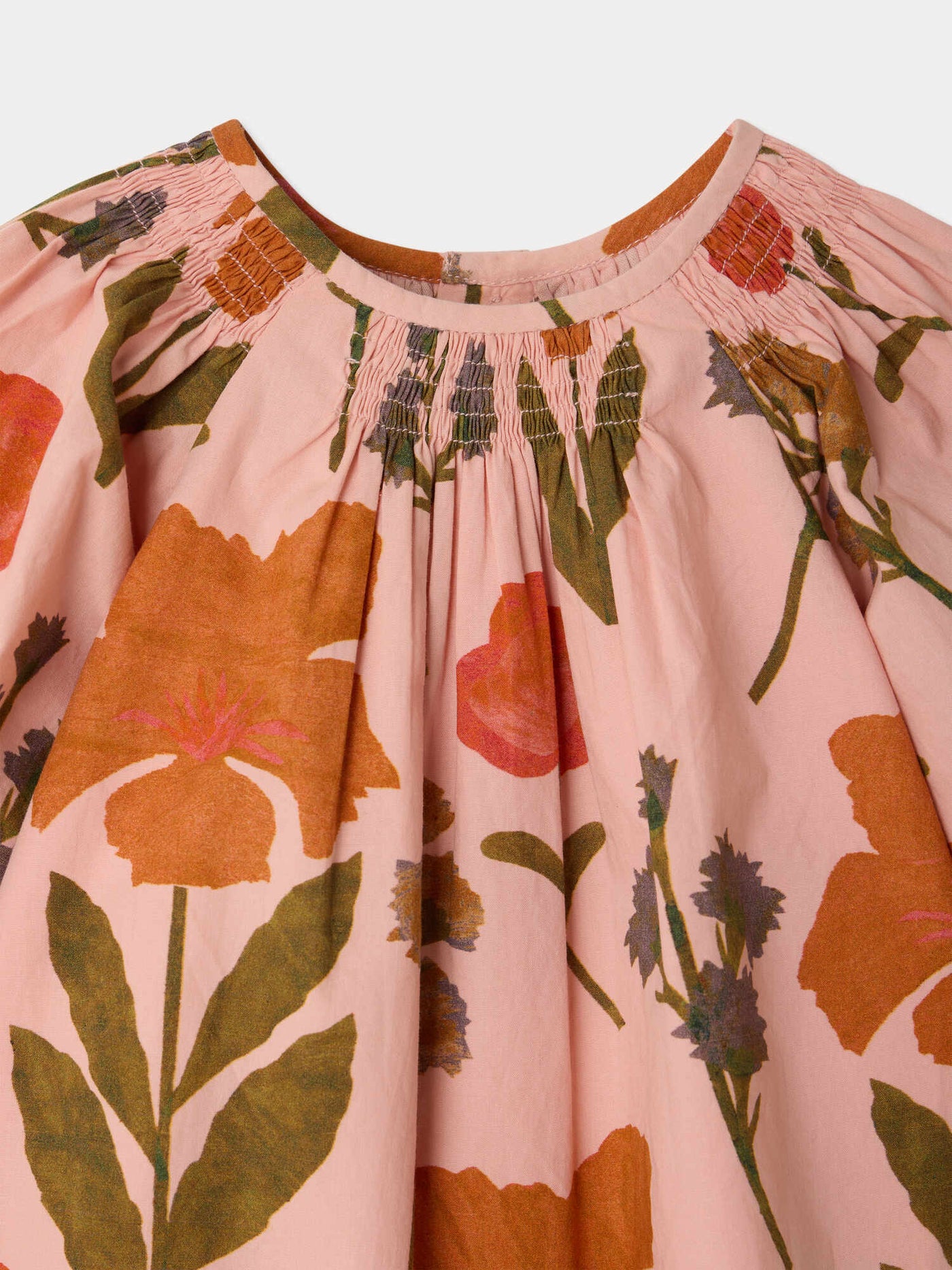 Robe bébé Muce smockée et imprimée fleurs en coton biologique