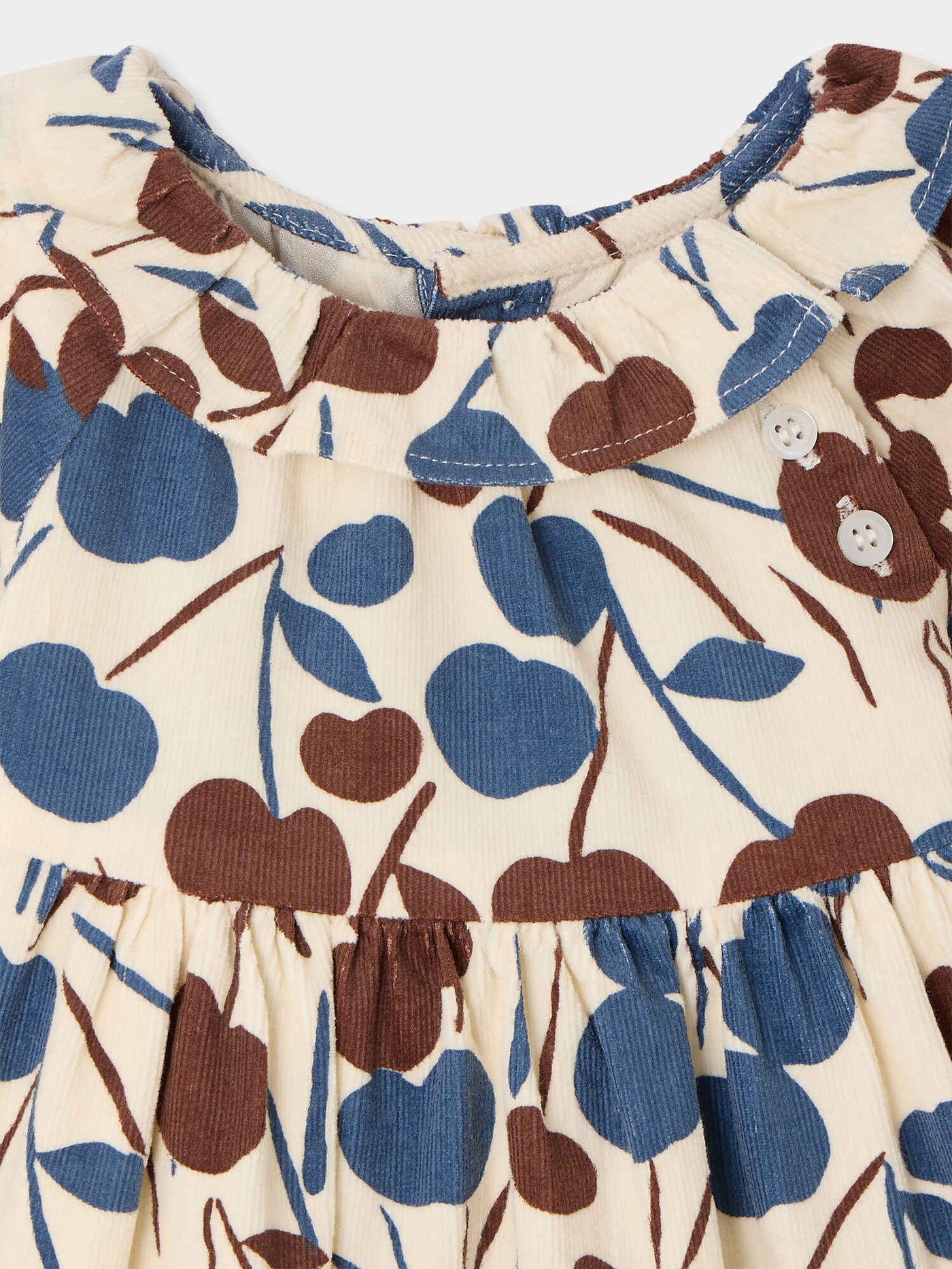 Melyssa-Babykleid mit Kirschmuster aus Bio-Baumwollsamt