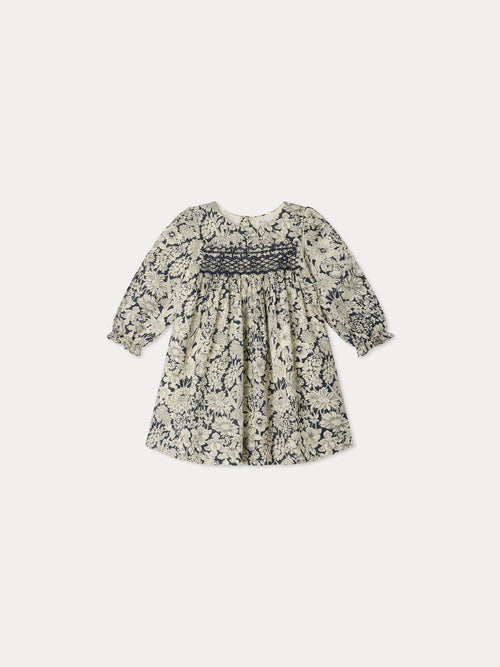 Robe bébé Jailys en tissu Liberty smockée et brodée main en coton biologique