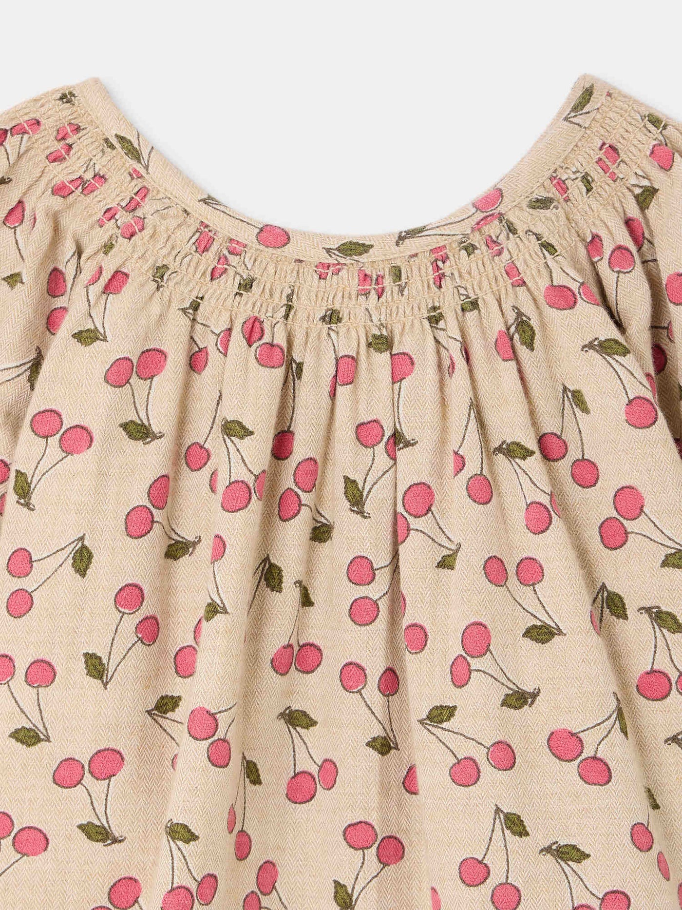 Muce Baby-Kleid, gesmokt, Kirschprint, Bio-Baumwolle
