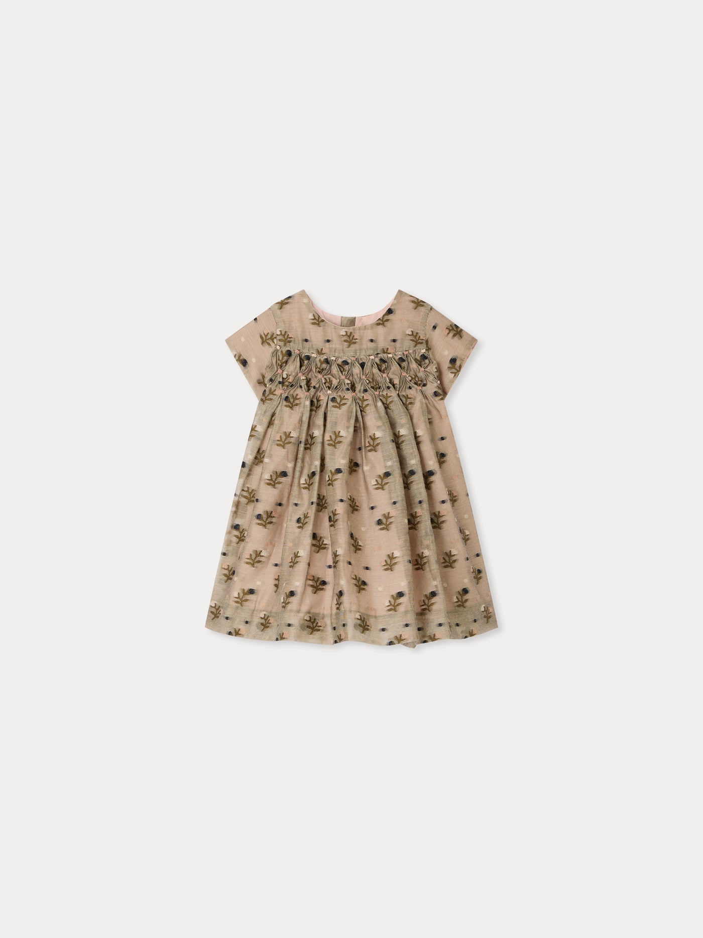 Maruska Baby-Kleid mit Smokstickerei und Handstickerei aus Jacquard