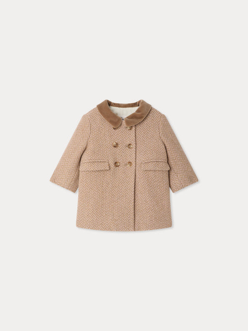 Manteau bébé Moka col velours et doublure ouatinée