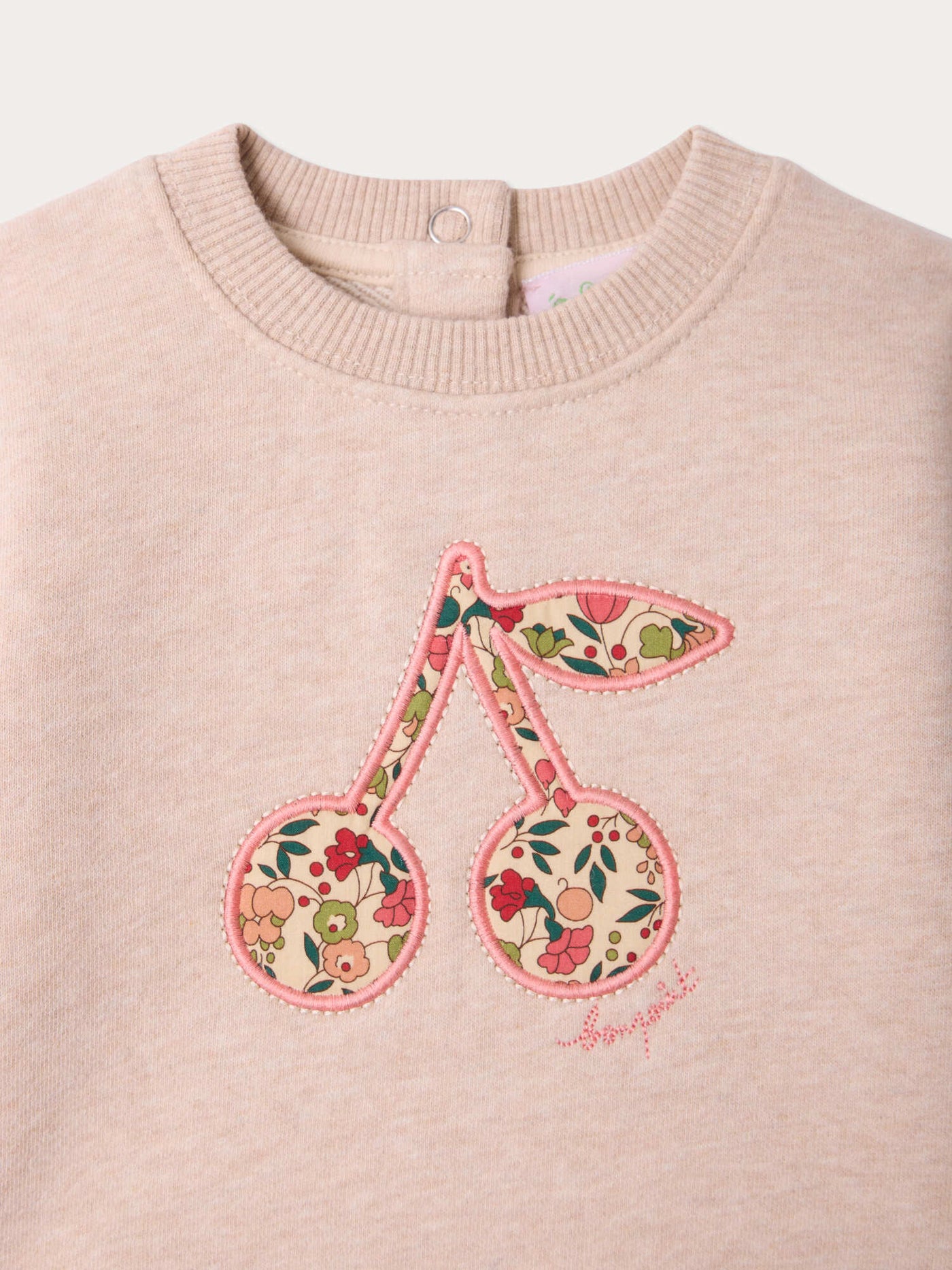 Baby-Sweatshirt Dahlia aus Bio-Baumwolle mit Kirschmotiv aus Liberty-Stoff