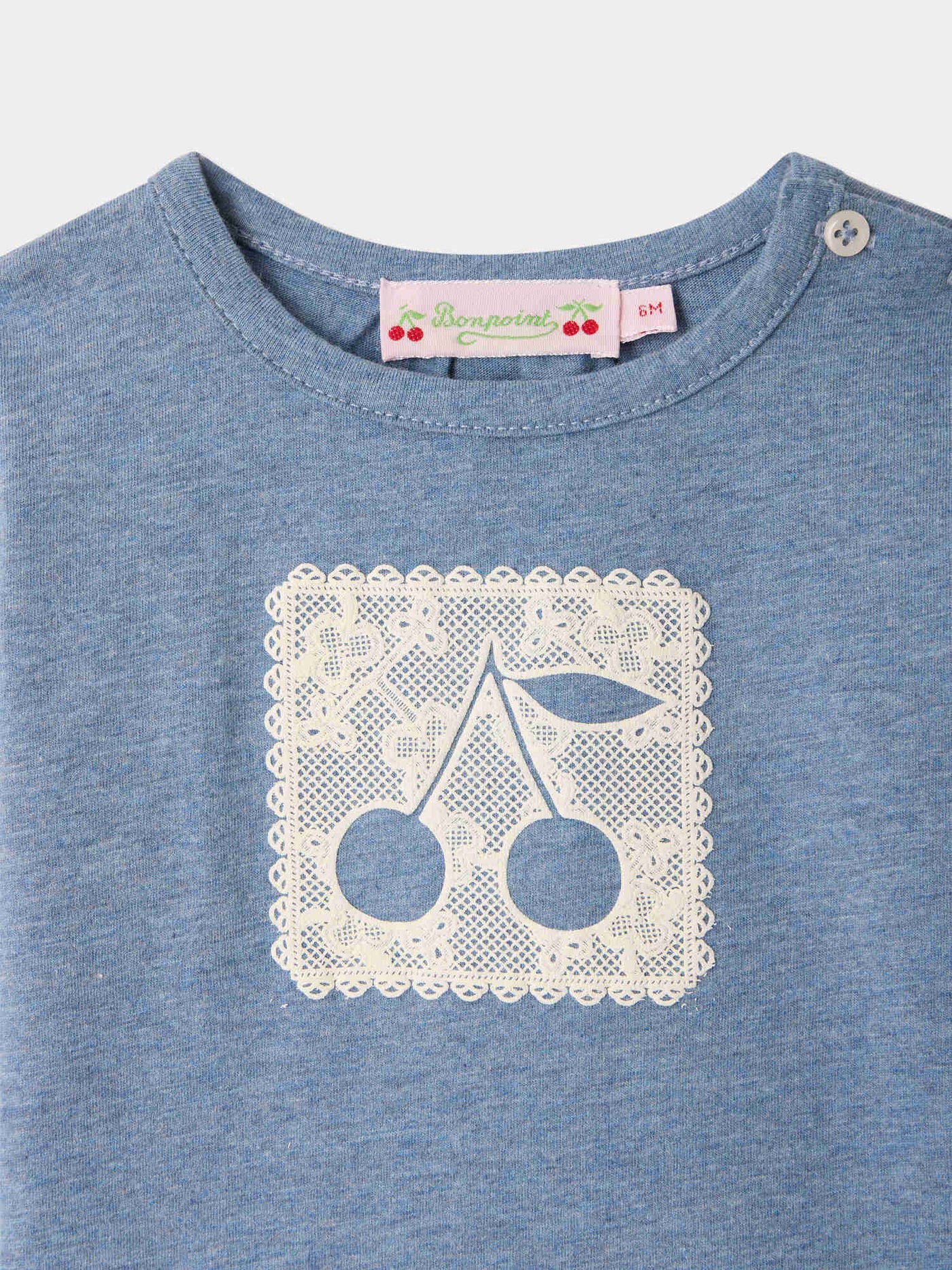 T-shirt neonato Tahsina stampa centrino e ciliegia in cotone biologico