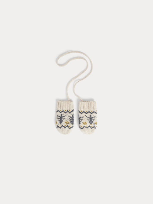 Baby-Fäustlinge Thuri mit Jacquardmuster und Kordel