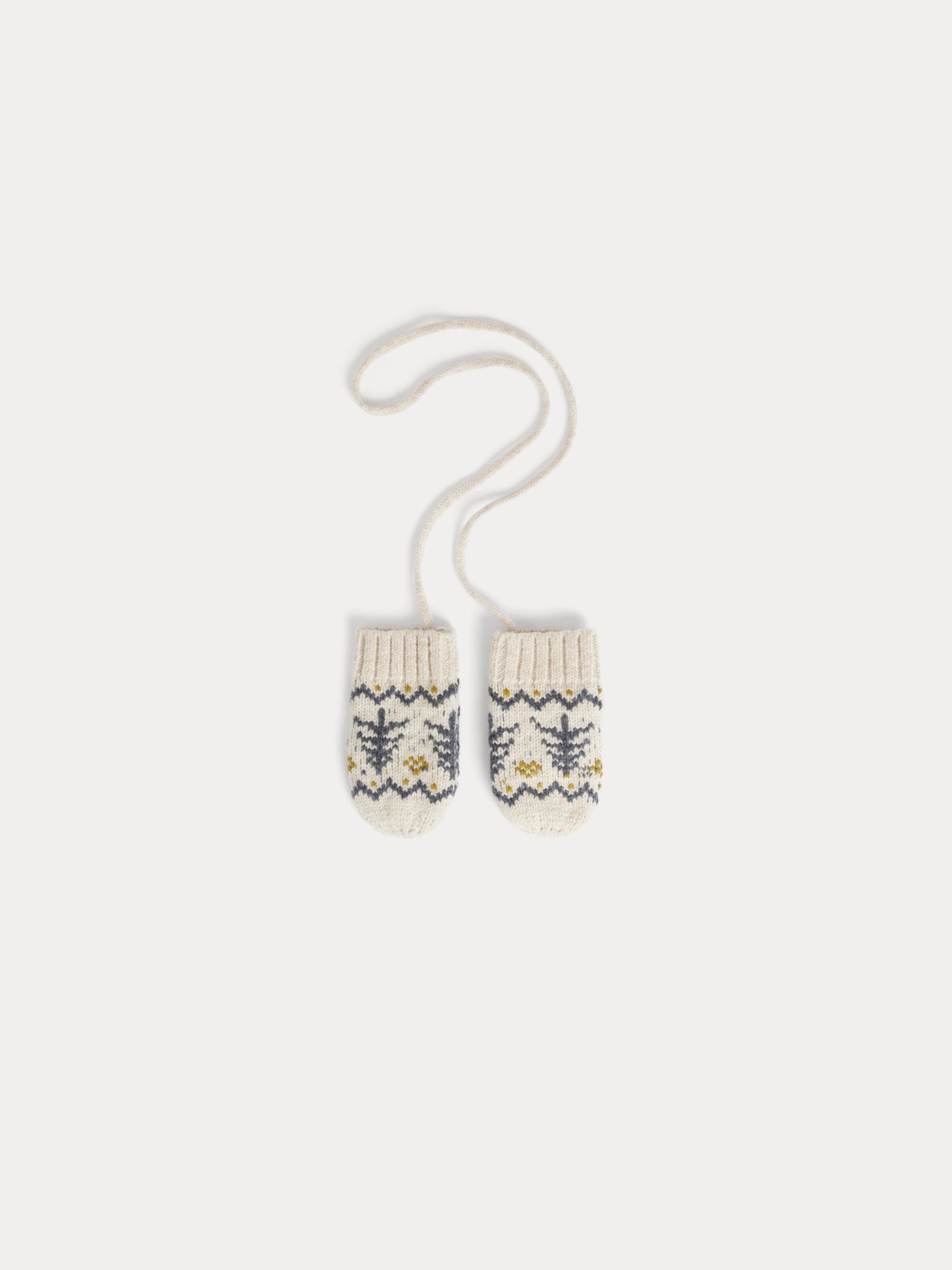 Baby-Fäustlinge Thuri mit Jacquardmuster und Kordel