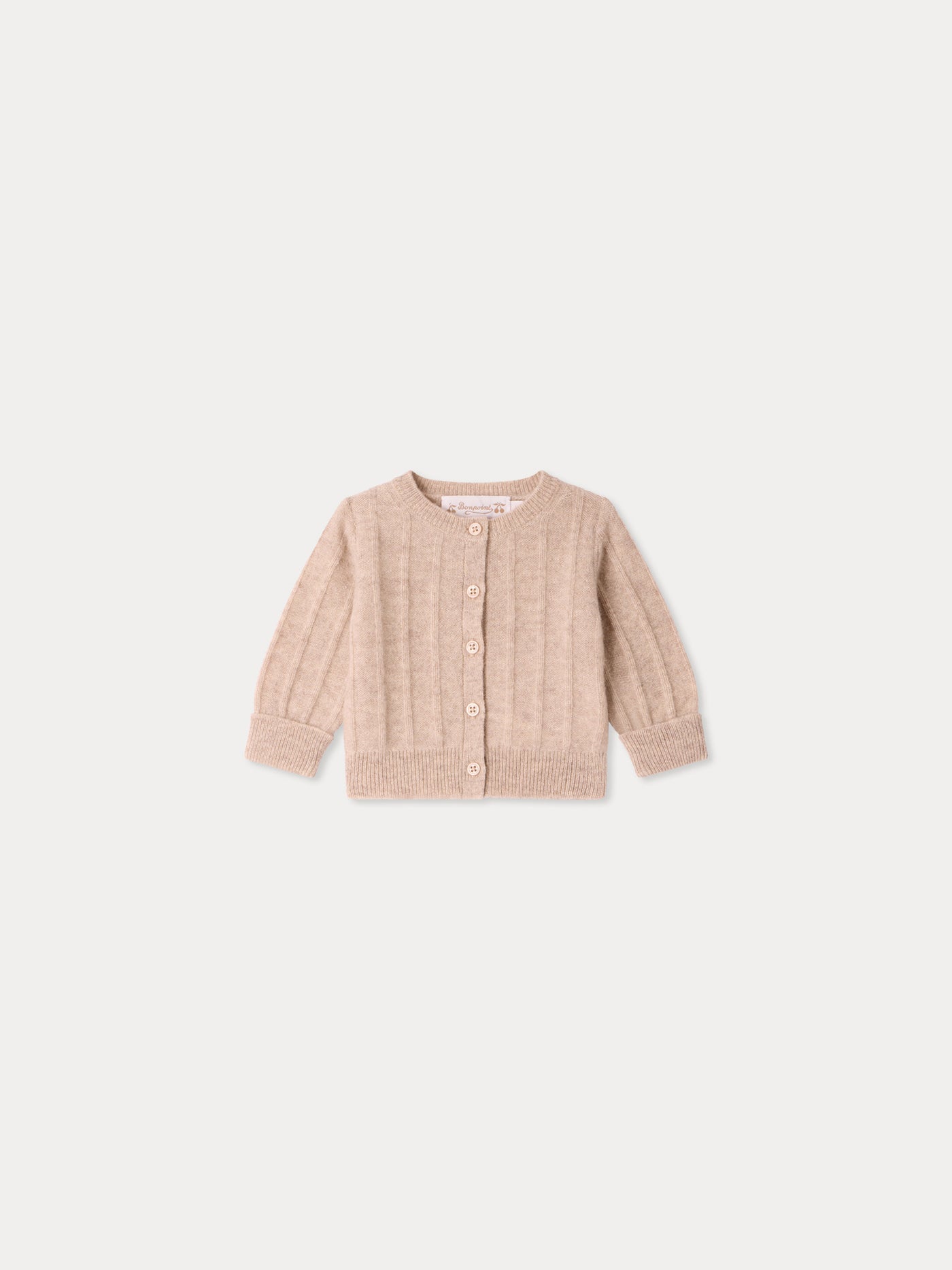 Cardigan per neonati Leander girocollo con costine fantasia in cachemire