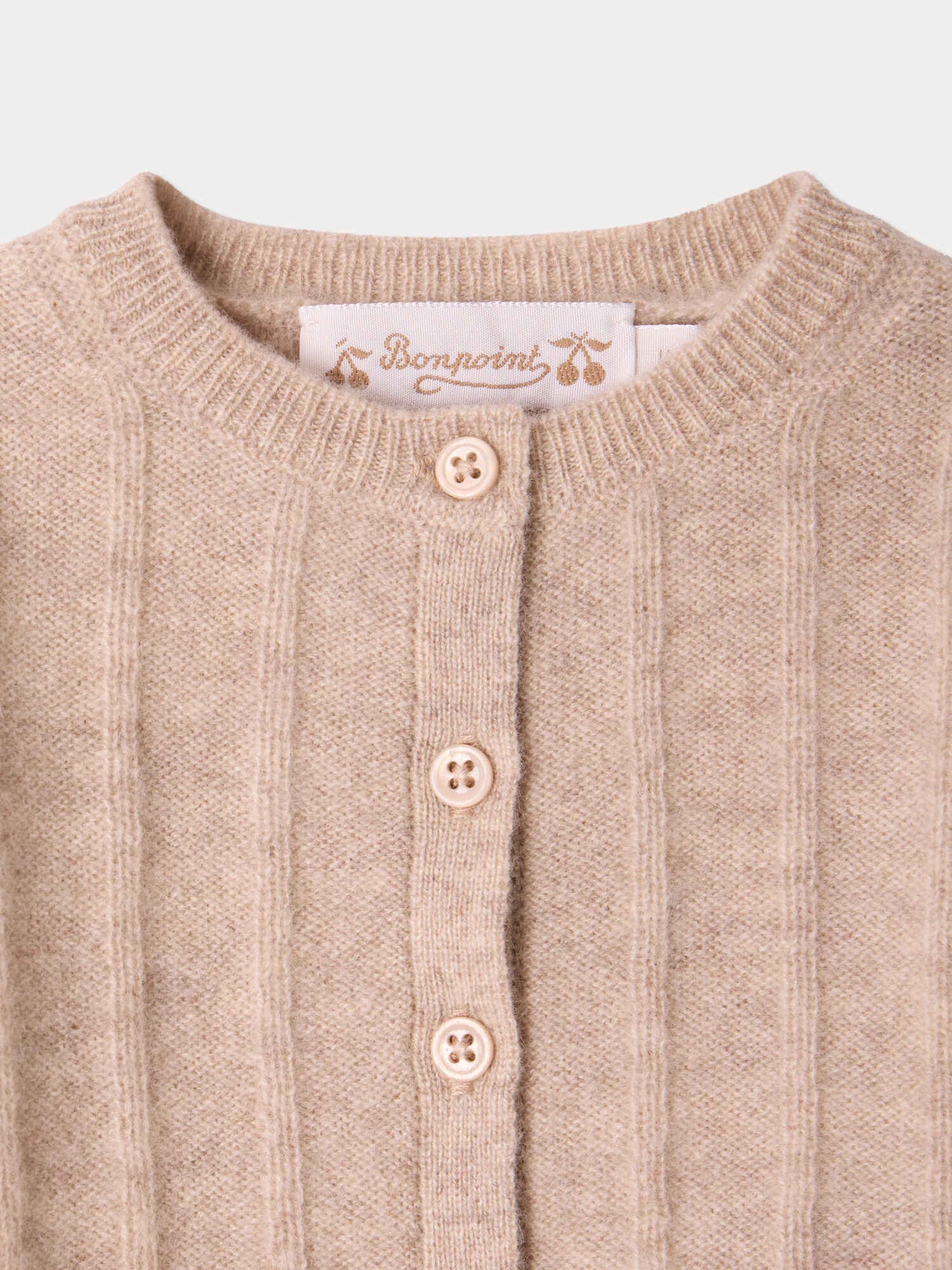 Cardigan per neonati Leander girocollo con costine fantasia in cachemire