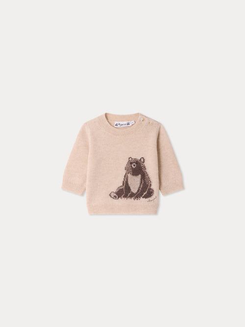 Maglione neonato Almire con orso ricamato in cashmere