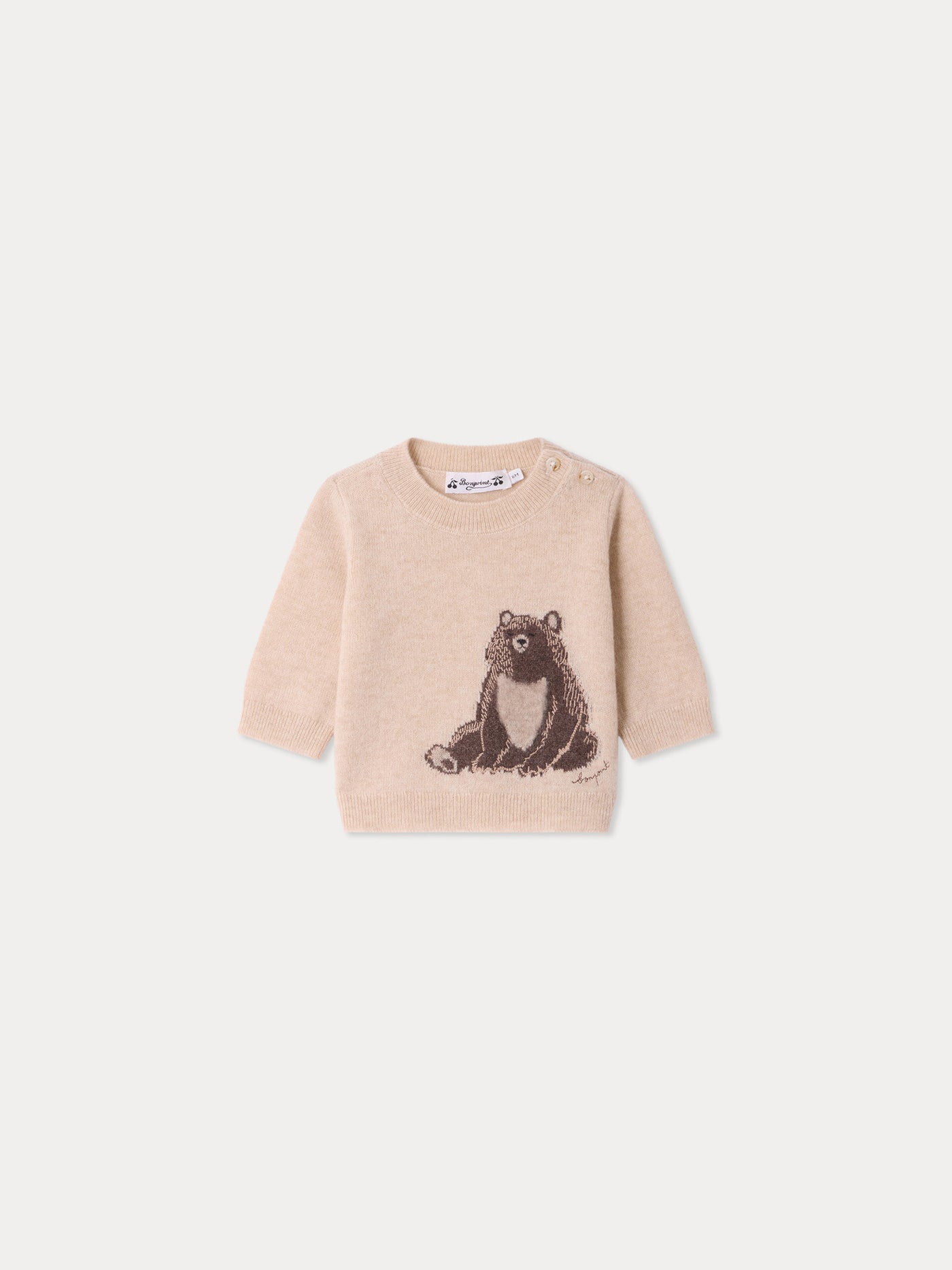 Pull bébé Almire ours brodé en cachemire