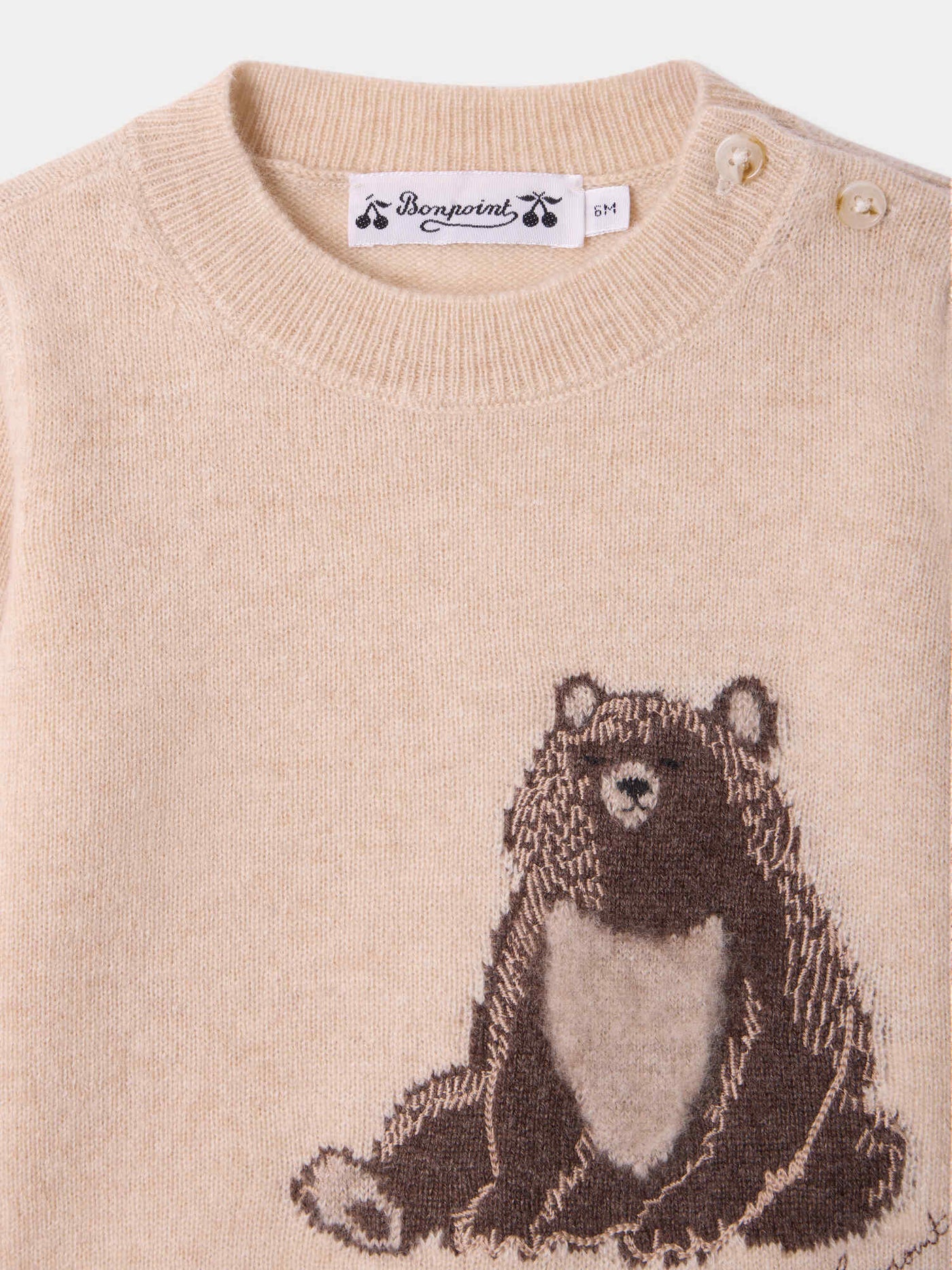 Pull bébé Almire ours brodé en cachemire