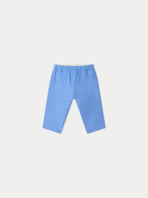 Pantaloni neonato Dandy blu in cotone biologico