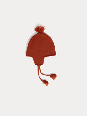 Bonnet bébé Tinna à pompon et cordons en cachemire