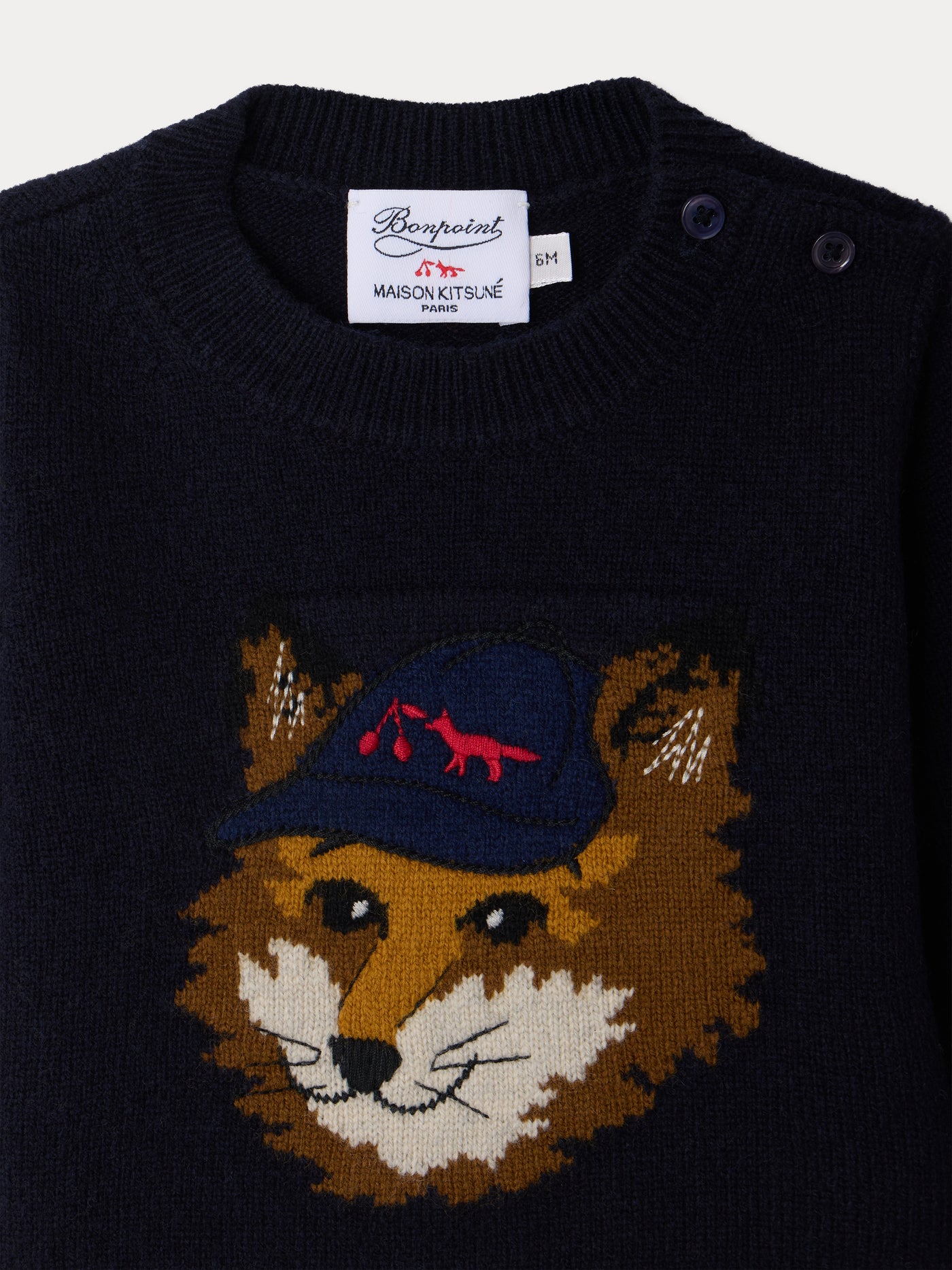 Bonpoint x Maison Kitsuné jersey bebé Almire bordado de zorro de lana