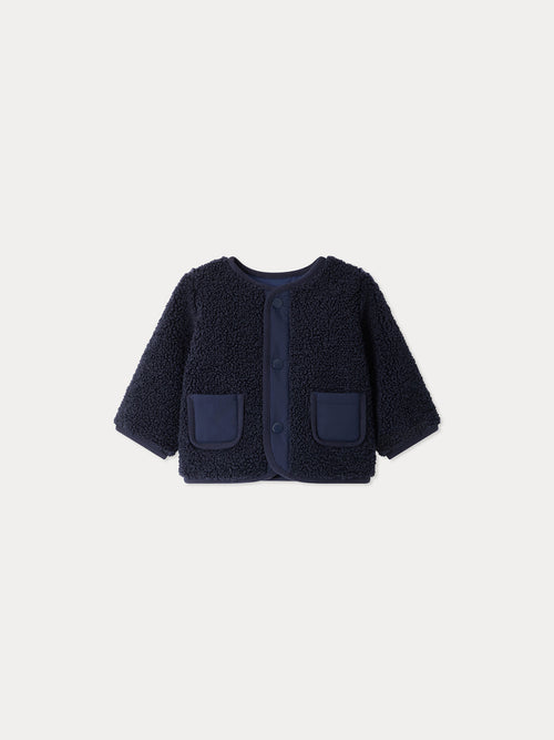 Melice-Babymantel marineblau aus wendbarem Fleece