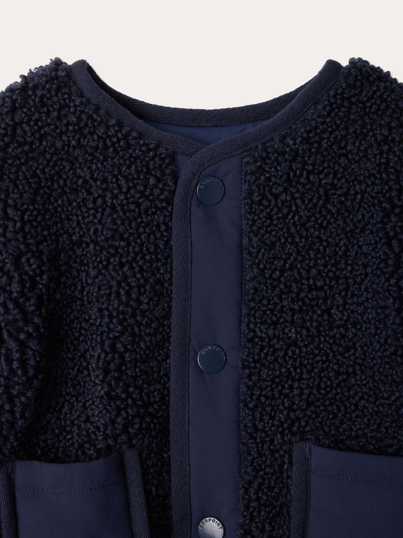 Manteau bébé Melice marine en polaire réversible