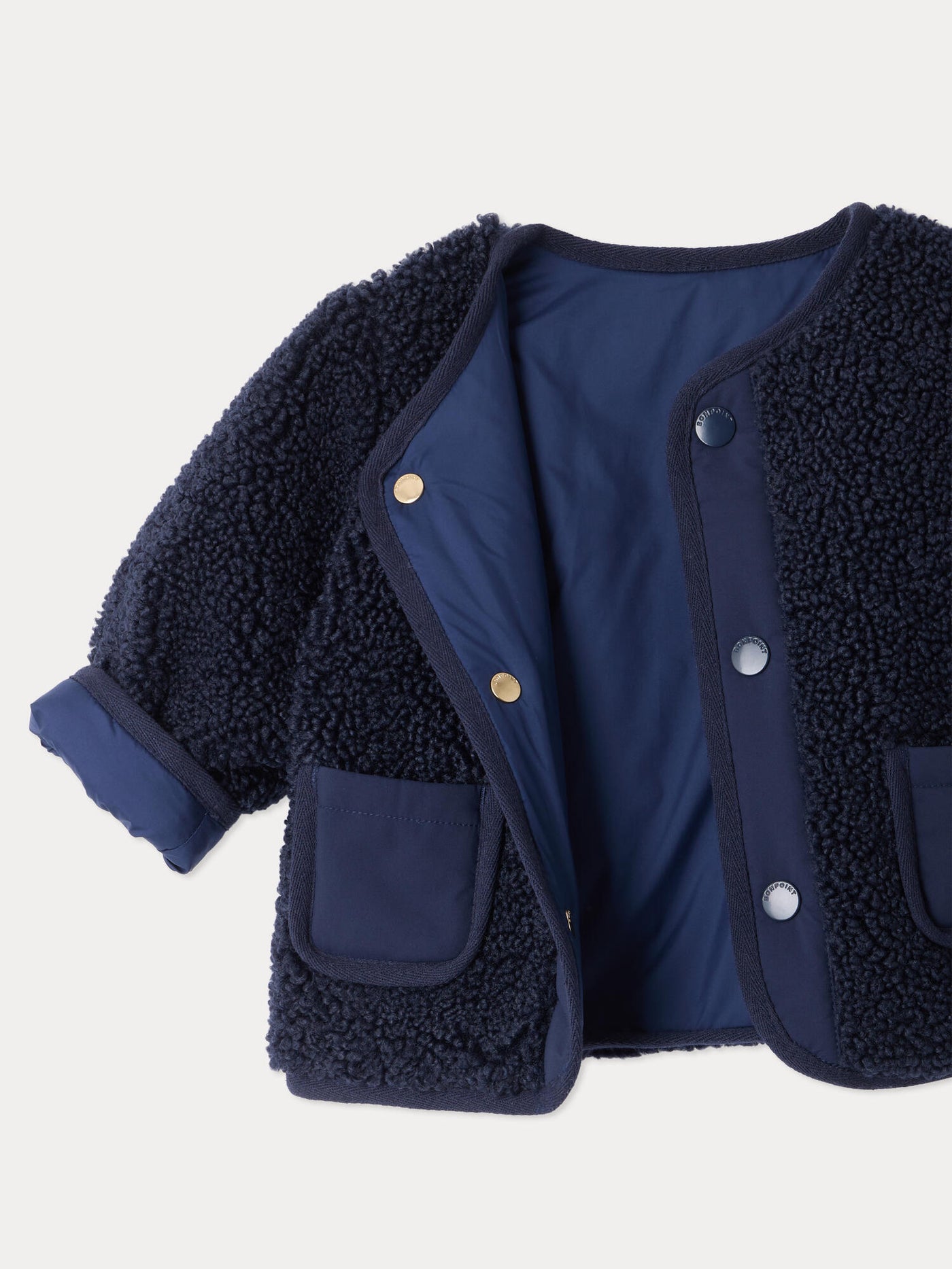 Manteau bébé Melice marine en polaire réversible