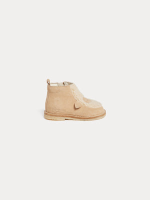Chaussures derbies premiers pas Mike en suède et fausse fourrure