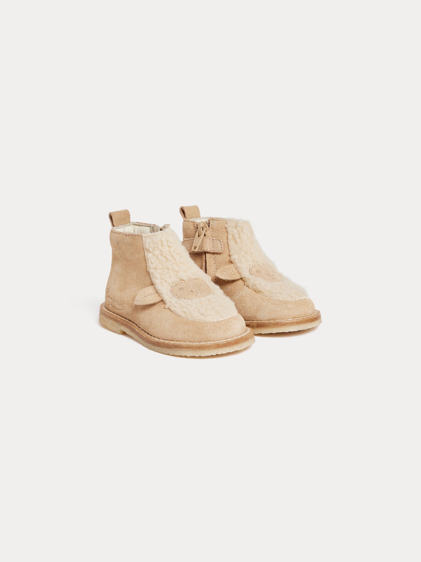 Chaussures derbies premiers pas Mike en suède et fausse fourrure