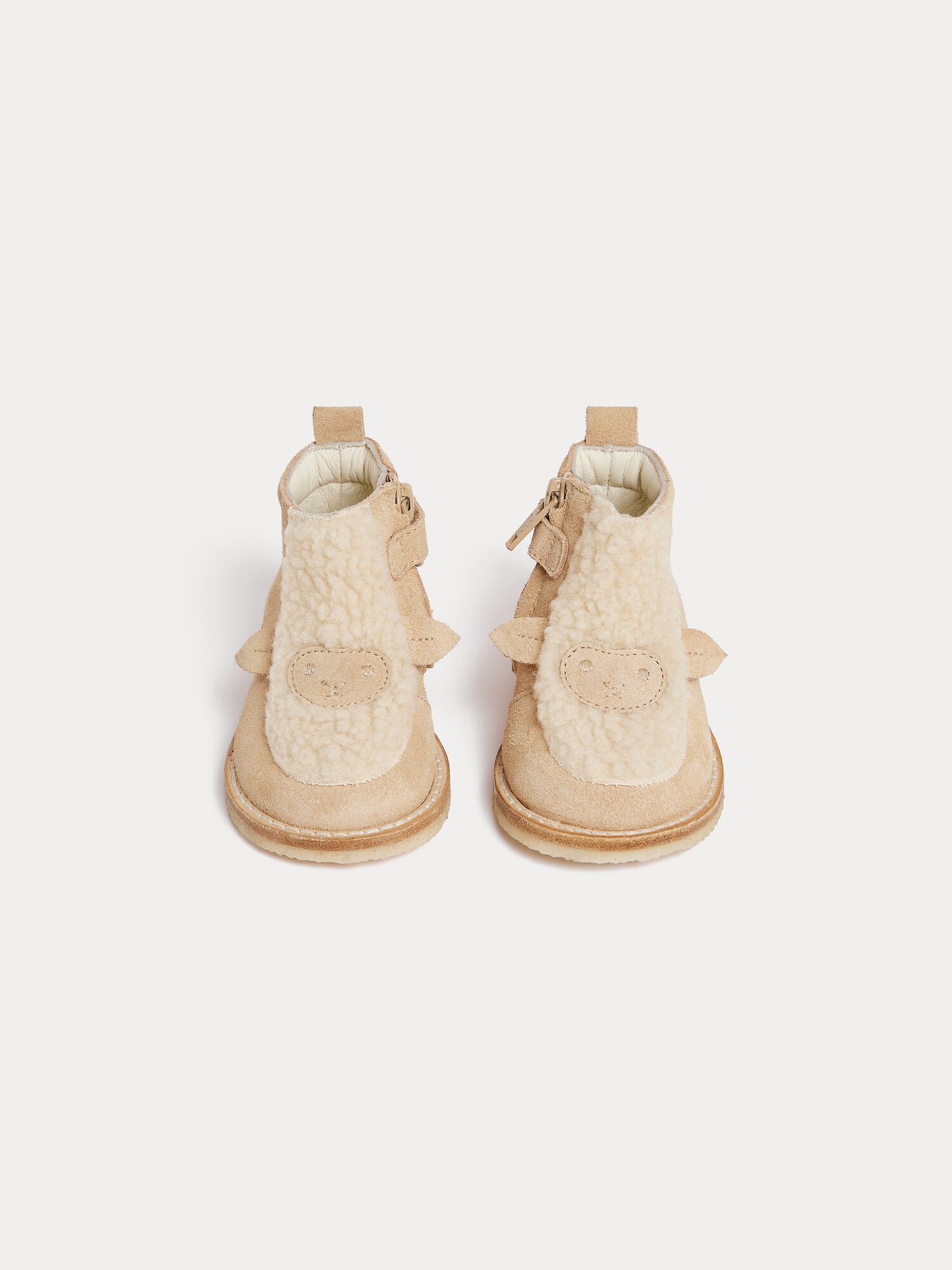Chaussures derbies premiers pas Mike en suède et fausse fourrure