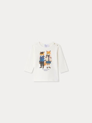 Bonpoint x Maison Kitsuné Tahsin Baby-T-Shirt mit Fuchsprint aus Bio-Baumwolle