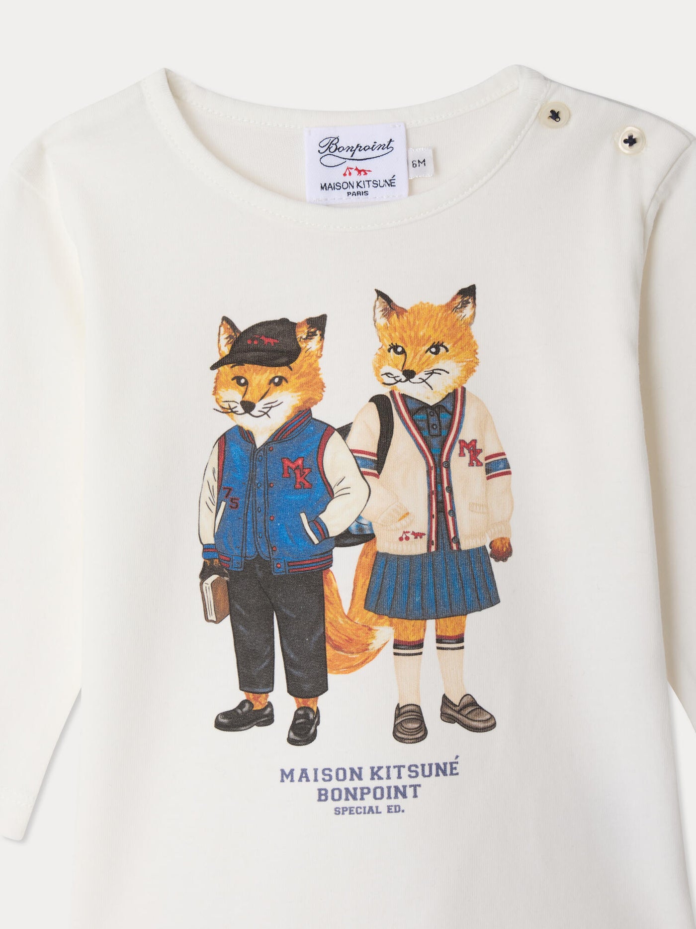 Bonpoint x Maison Kitsuné Tahsin Baby-T-Shirt mit Fuchsprint aus Bio-Baumwolle