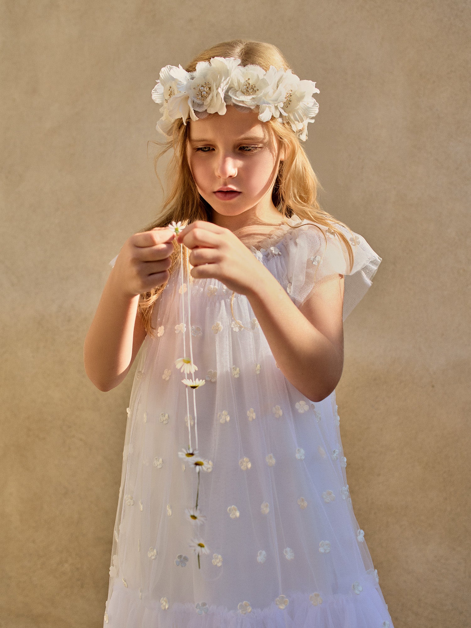 Lisabeth dress in tulle embroidered with flowers • Bonpoint