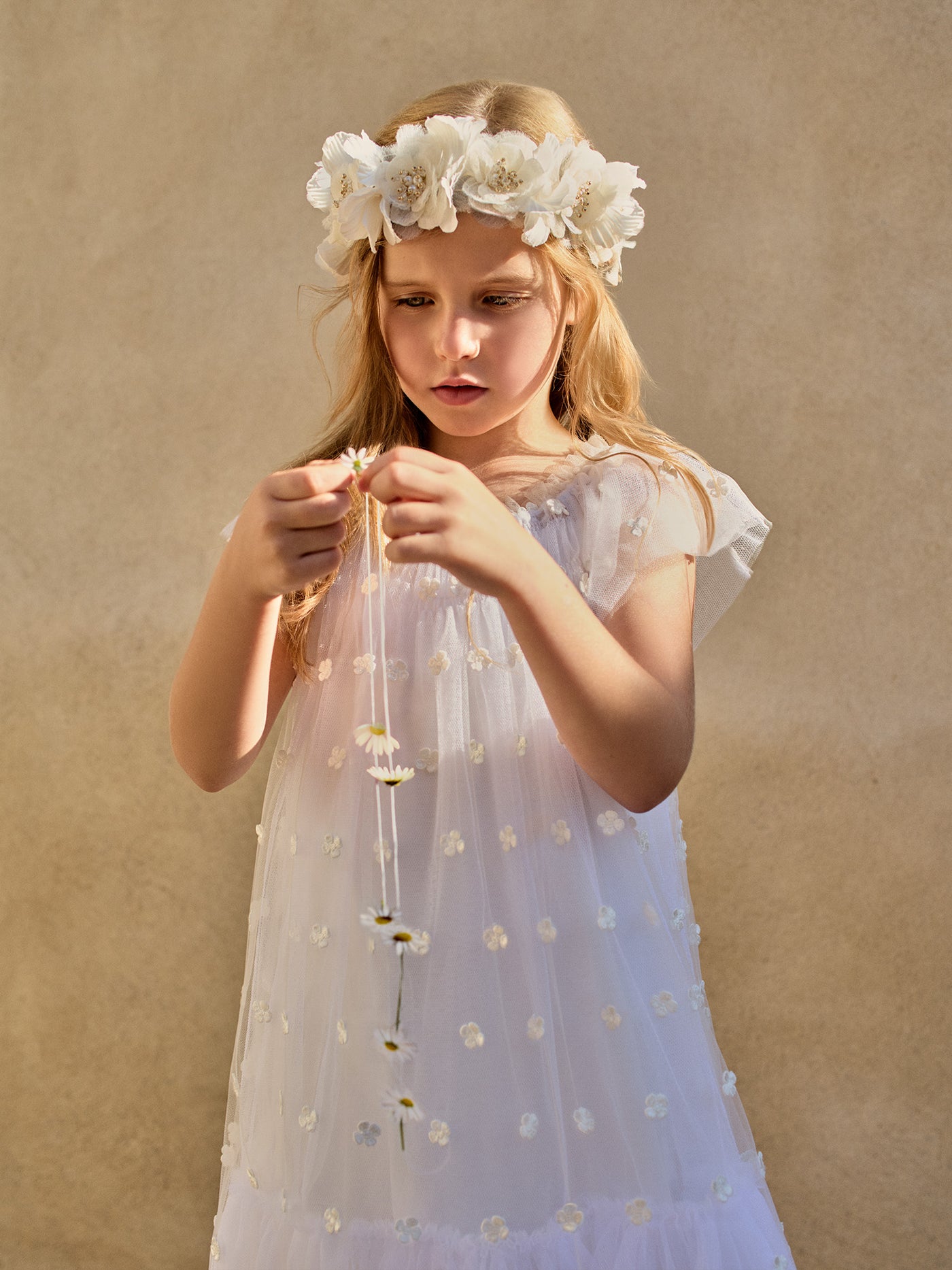 Lisabeth dress in tulle embroidered with flowers • Bonpoint