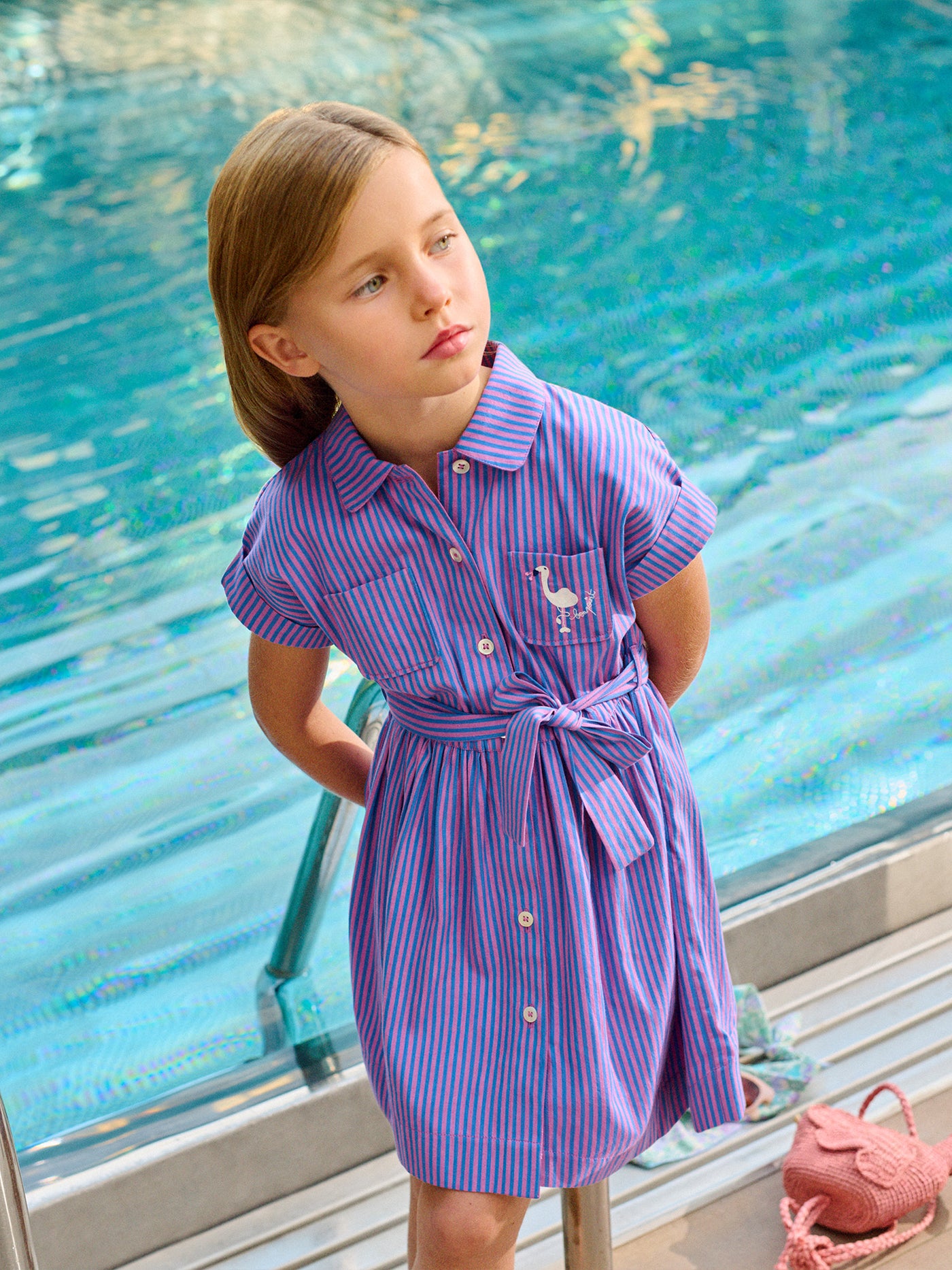 Robe Gisele à rayures avec broderie en coton biologique