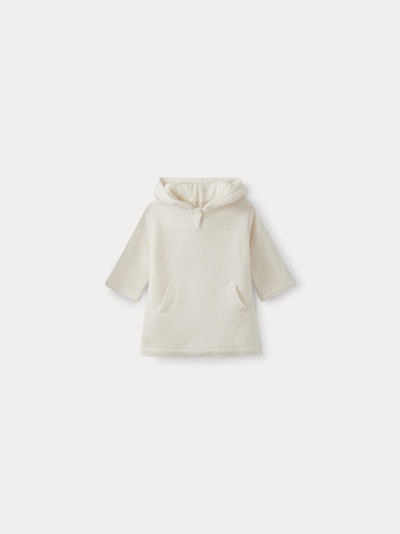 Burnou en cachemire bébé blanc lait