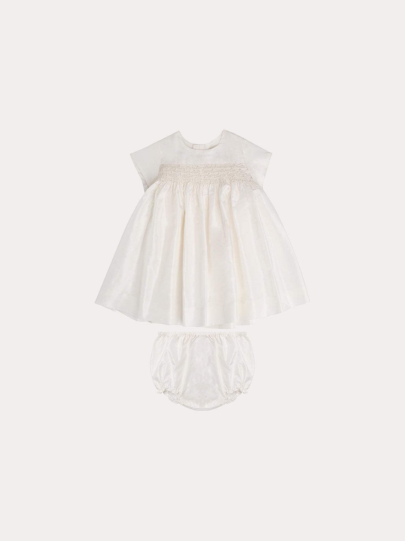 Robe en taffetas de soie bébé blanc lait