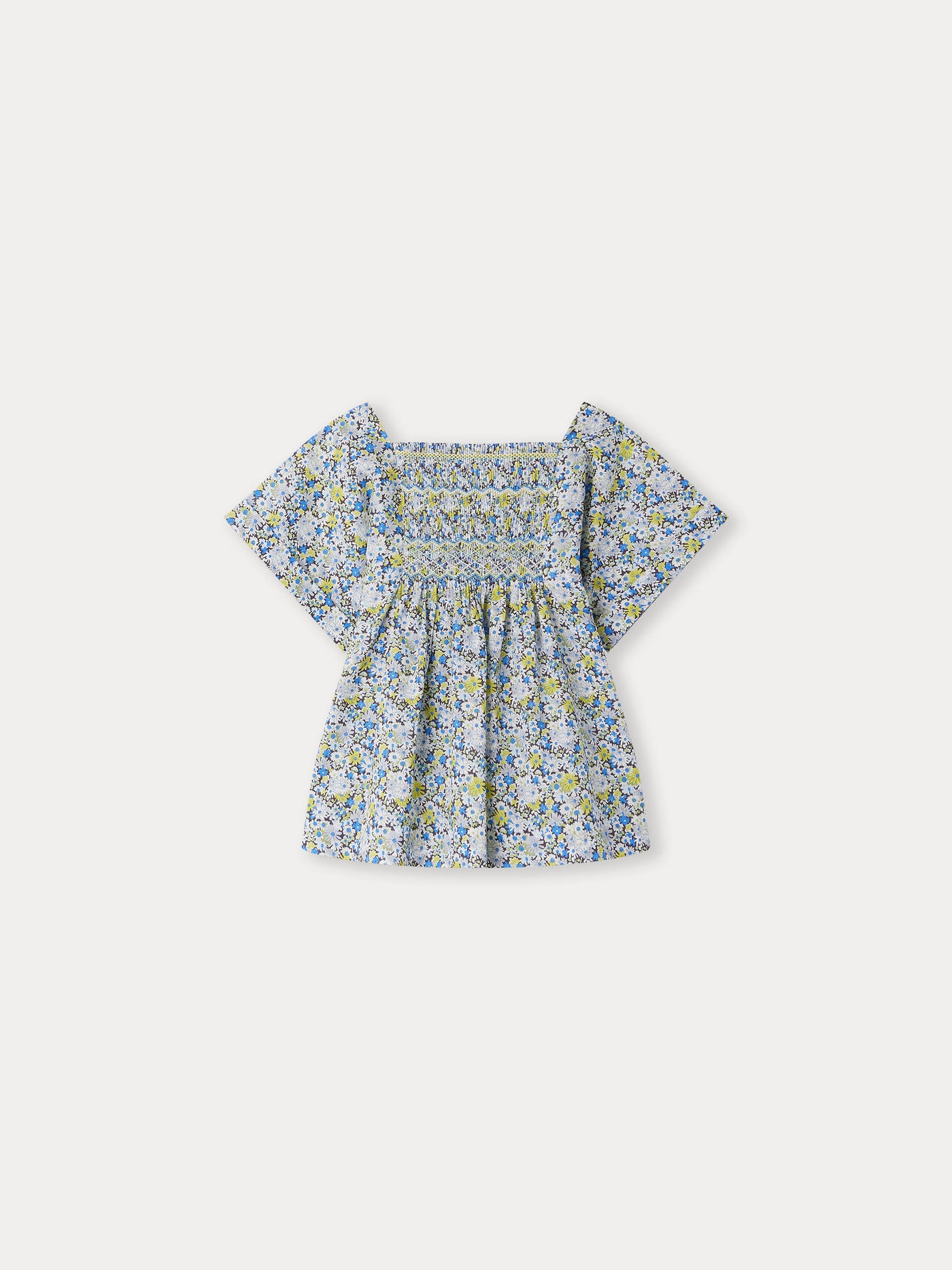 Pays Smocked Blouse blue flowers