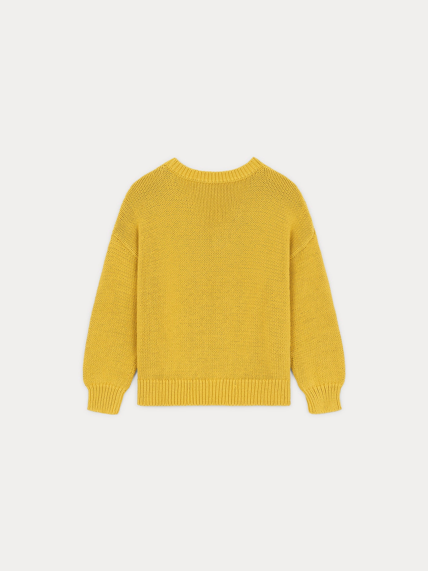 Chunky knit v-neck sweater in yellow cotton
