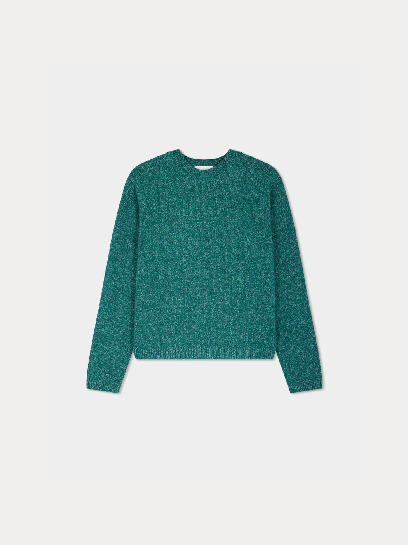 Round-neck heather gray sweater in wool