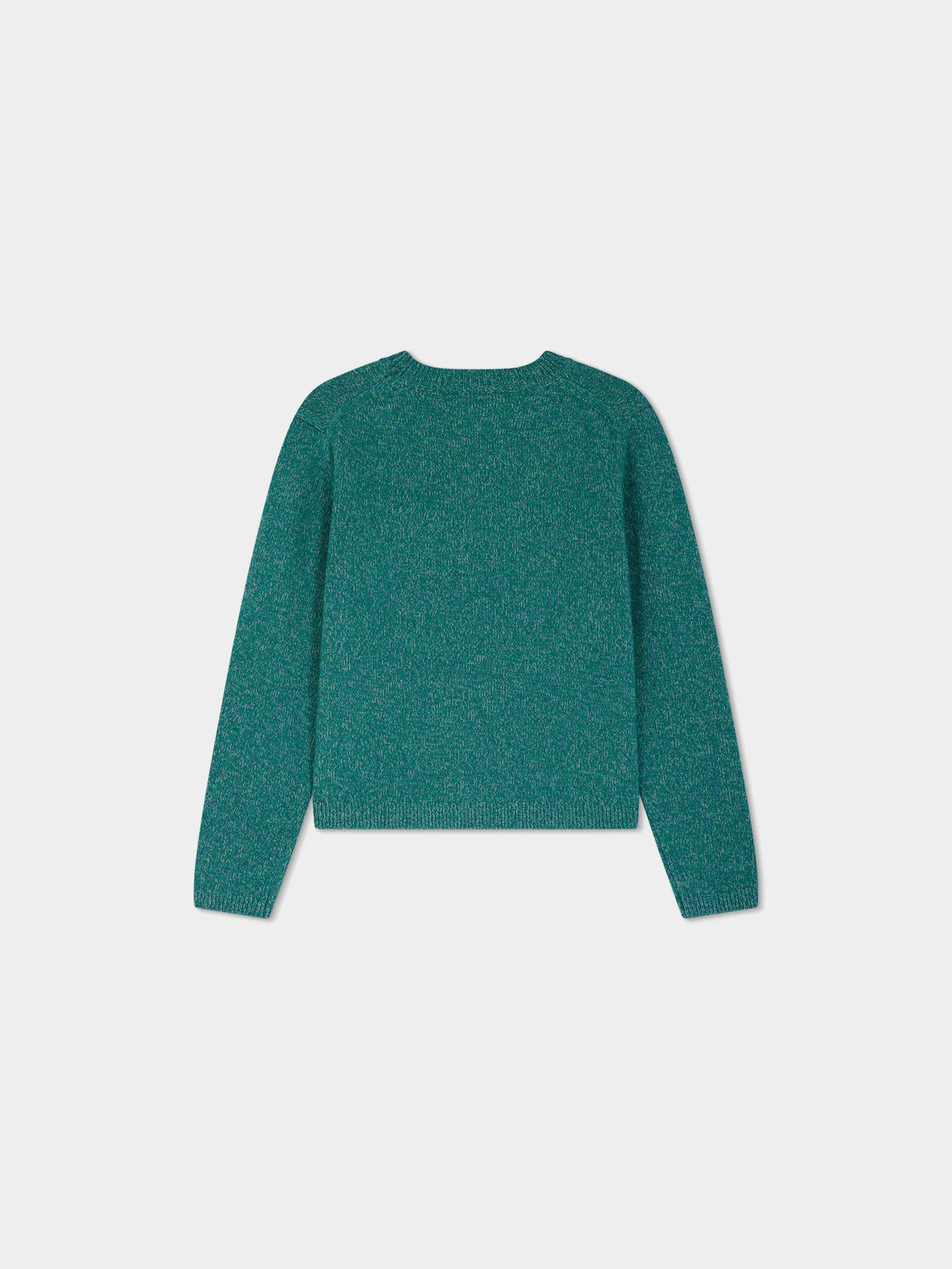Round-neck heather gray sweater in wool